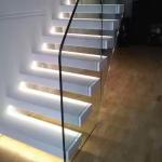 Custom Natural Marble Floating Straight Staircase for Residential or Commercial