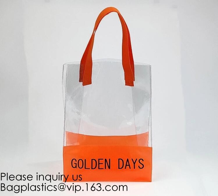 Vinyl Transparent PVC Gusset Bag Plastic Tote Shopping Bag For Packaging TPU Laser Makeup Handbag PVC Cosmetic Shopping