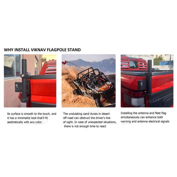 Viknav for Ford F150 2017-2020 2022 Pickup Truck Bed Flag Pole Holder Rack Aluminium Alloy
