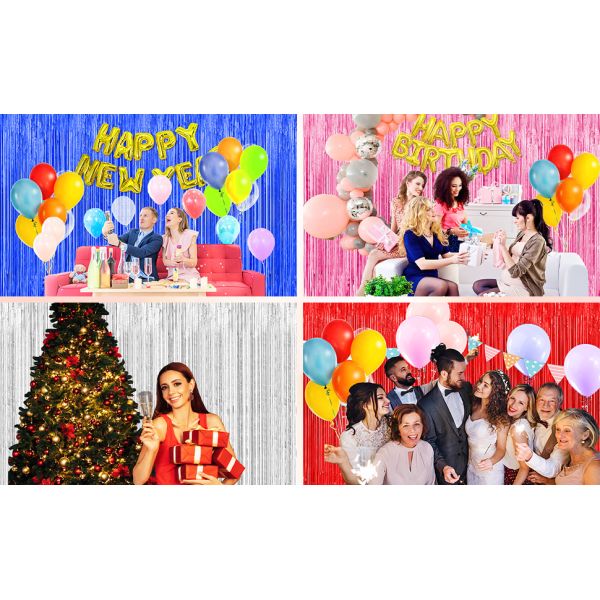 Backdrop For Party Decorations, Foil Fringe Backdrop Curtains, Tinsel Streamers For Birthday Party Decorations