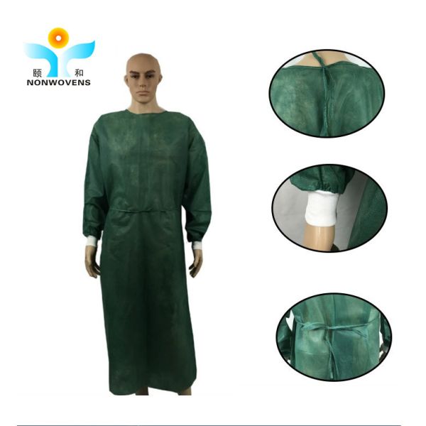 YIHE CE Disposable Isolation Gown , PP SMS Blue Isolation Gowns