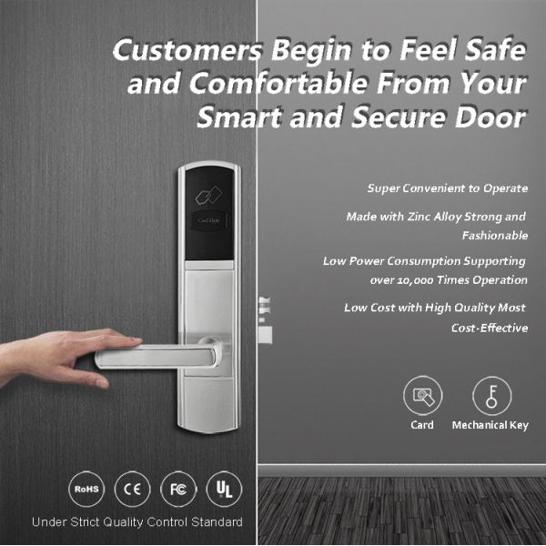 Golden Hotel Electronic Door Locks , RFID Card Key Card Door Lock For Hotels
