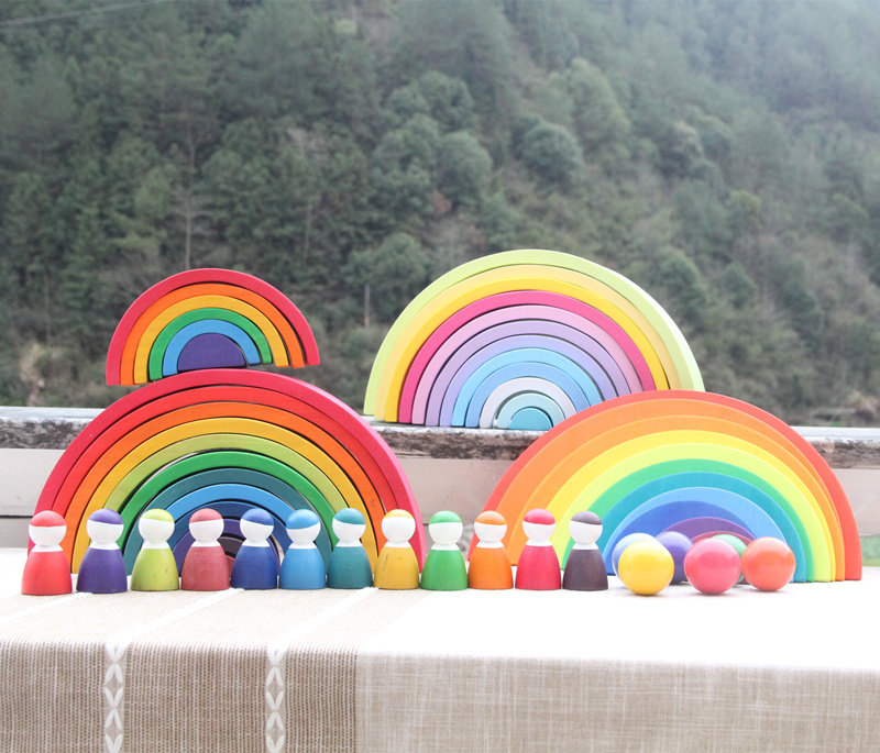 6cm Large Pastel Rainbow Stacker Nesting Rainbow Block Set