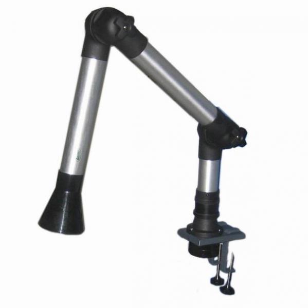 Flexible wall mounted extraction arm with stainless steel support structure