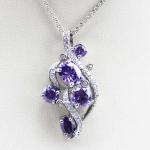 Sterling Silver Pave Purple and Cubic Zirconia Pendant (KP01)