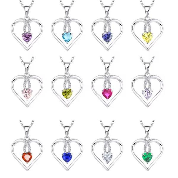 YASVITTI Sparkling Heart 5A Zirconia Necklace Rhodium Plated 925 Sterling Silver