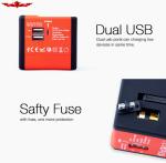 New Dual 2.1A/1A USB Port Universal EURO/UK/USA/AUS USB Travel Adaptor With 6.3A