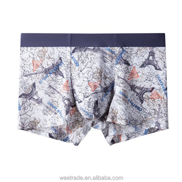 Floral korean plus size men's shorts print underwear elastic mens silk boxers