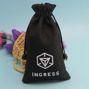 Wholesale Embossing Black Burlap Bag , Jute Packaging Bags With Two Drawstrings from china suppliers
