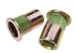 M3 - M12 Blind Flat Head Rivet Nut Knurled Carbon Steel Yellow Zinc Plated