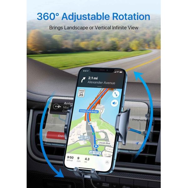 360 Degree Rotation Air Vent Phone Mount Stable Clip for 4inch 7inch phone