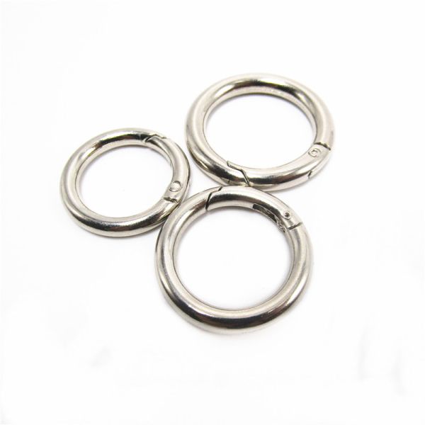 Metal ring zinc alloy spring buckle can be opened bag ring buckle