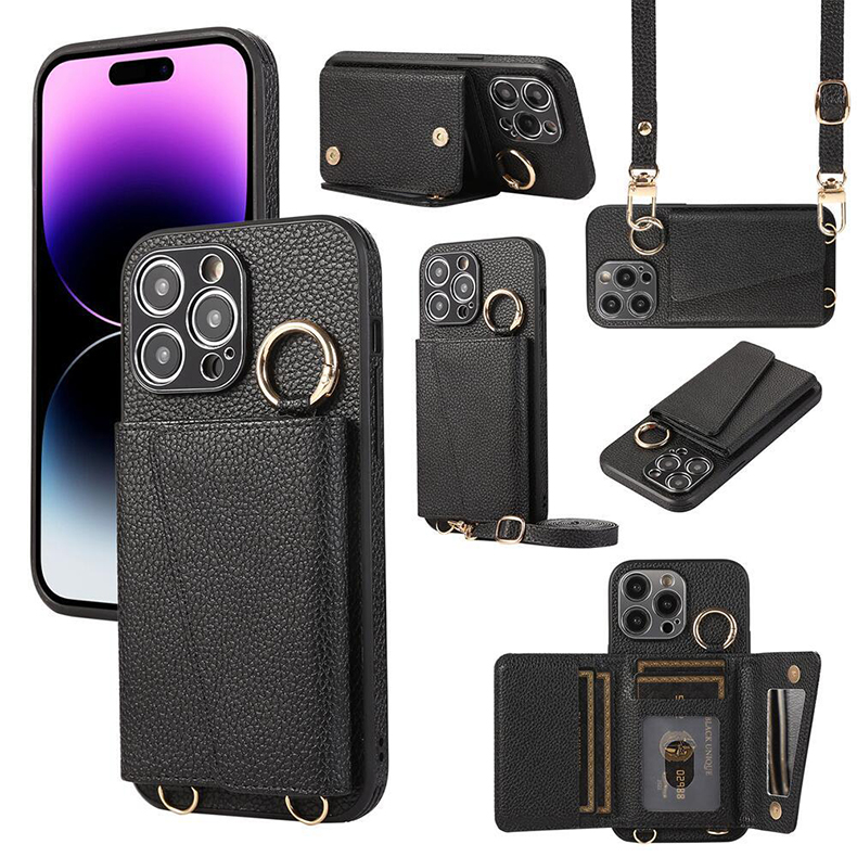 iPhone 14 15 Pro Max Vegan Cellphone Bag Crossbody with Removable Shoulder Strap and Card Holder