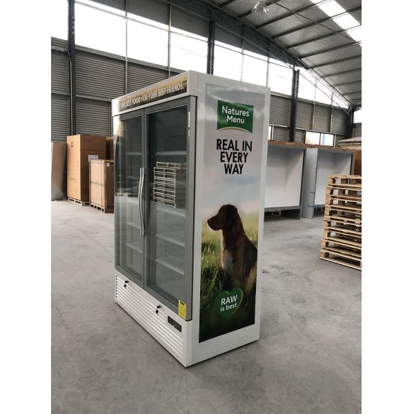 Standup Commerical Two Glass Door Display Freezer For Frozen Food