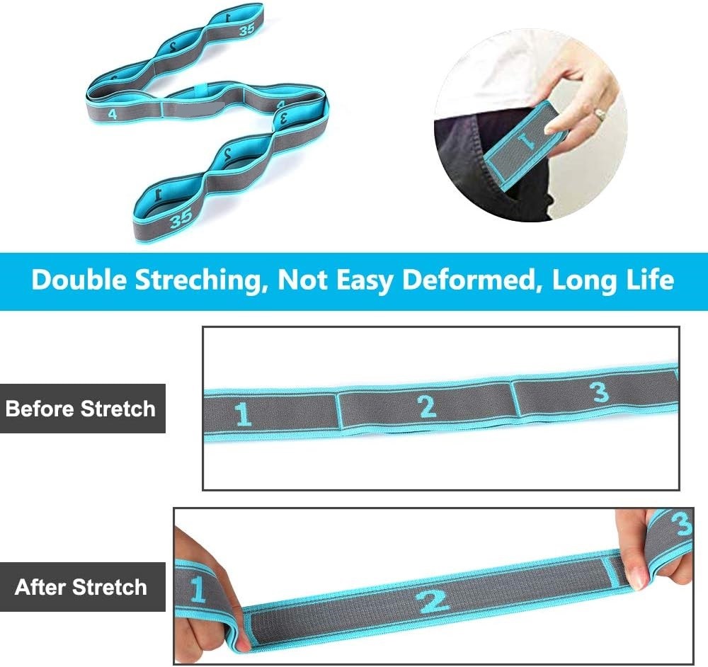Stretch Strap, Elastic Yoga Stretching Strap, Multi-Loop Physical Therapy, Pilates, Yoga, Dance & Gymnastics Exercis