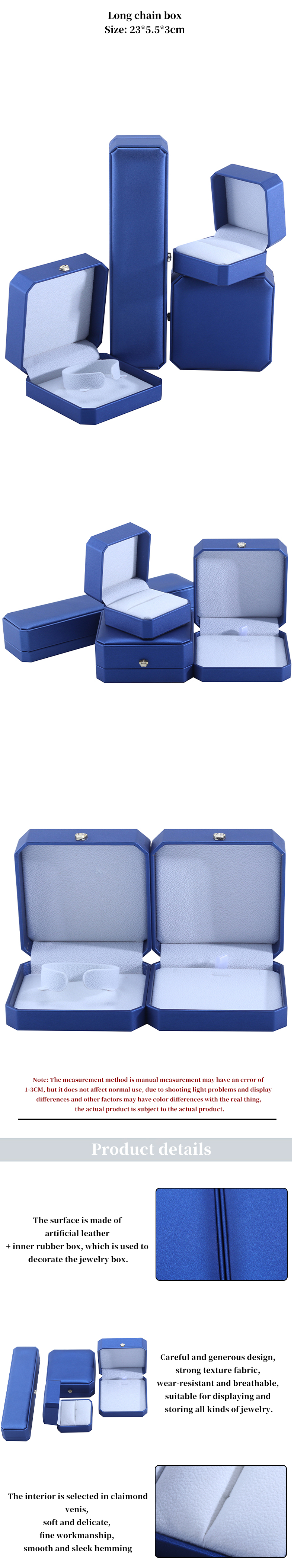 Custom Crown Shape Jewelry Storage Box in Blue PU Leather for Rings and Accessories