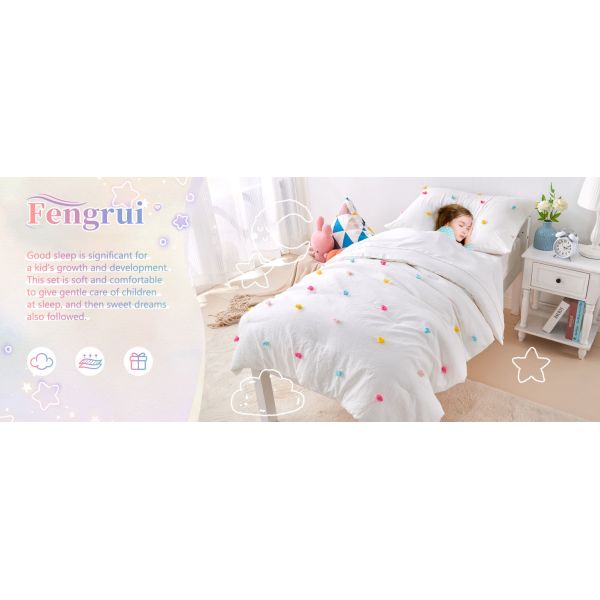 White Childrens Cotton Bedding Jacquard Tufted Dot Crib Bed Sheets Set