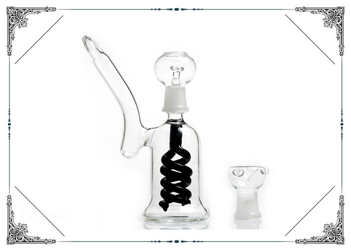 Double Black Helix Perc Bong Mini Glass Smoking Water Pipe Bubbler Oil Rigs With Nail
