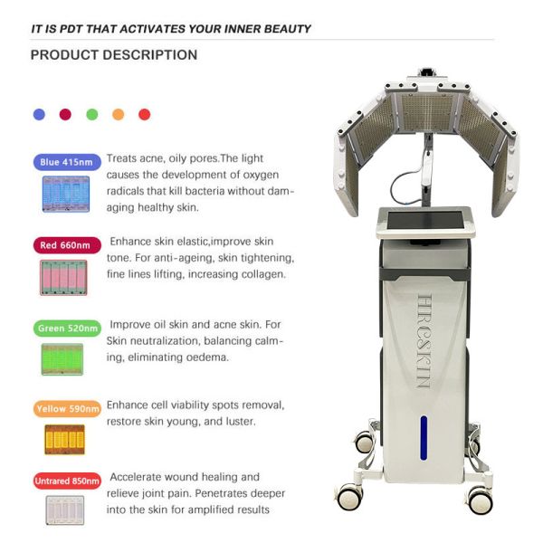 7 Color 15w Output Power Pdt Led Light Therapy Machine Blue Light