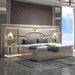 Modern Luxury Wood Frame Double King Size Bed Set Villa Home Master Room Queen