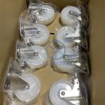 4 Inch White Stainless Steel Casters Solid Nylon Plate Type Swivel