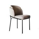 Cream Linen Upholstered Dining Chairs With Metal Legs Double Back Conference Use