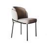 Buy cheap Cream Linen Upholstered Dining Chairs With Metal Legs Double Back Conference Use from wholesalers