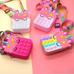 Fidget Push Bubbles Toy Rainbow Unicorn Coin Purse Wallet Ladies Silica