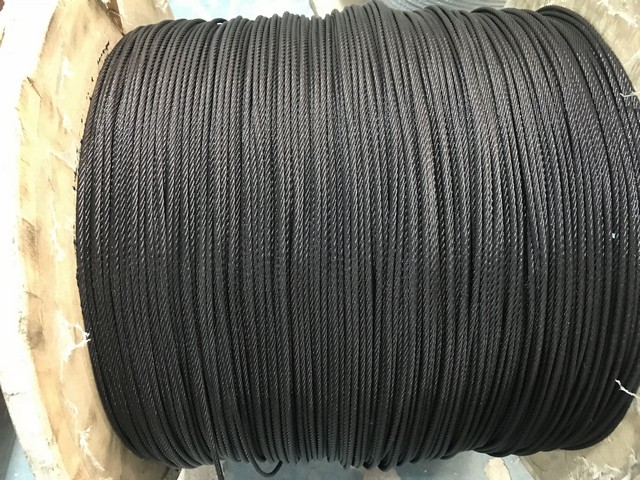 Carbon Steel Rope 3/16" 7x7/7x19 Black Powder Steel Wire Rope Galvanized Black Aircraft Cable with High Tensile Strength