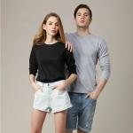 Casual Unisex Black Plain T-Shirt Custom, Wholesale Full Sleeve Shirts for Men,