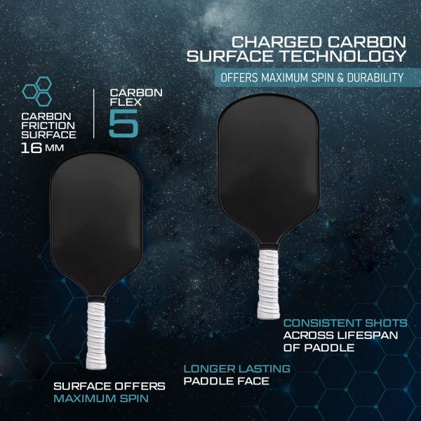 41.8cm Professional Pickleball Set Carbon Fiber Rough Surface Pickleball Paddle 16mm