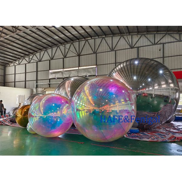 Advertising Decoration Giant Silver Inflatable Sphere Mirror Ball Reflective Balloon For Festival Party