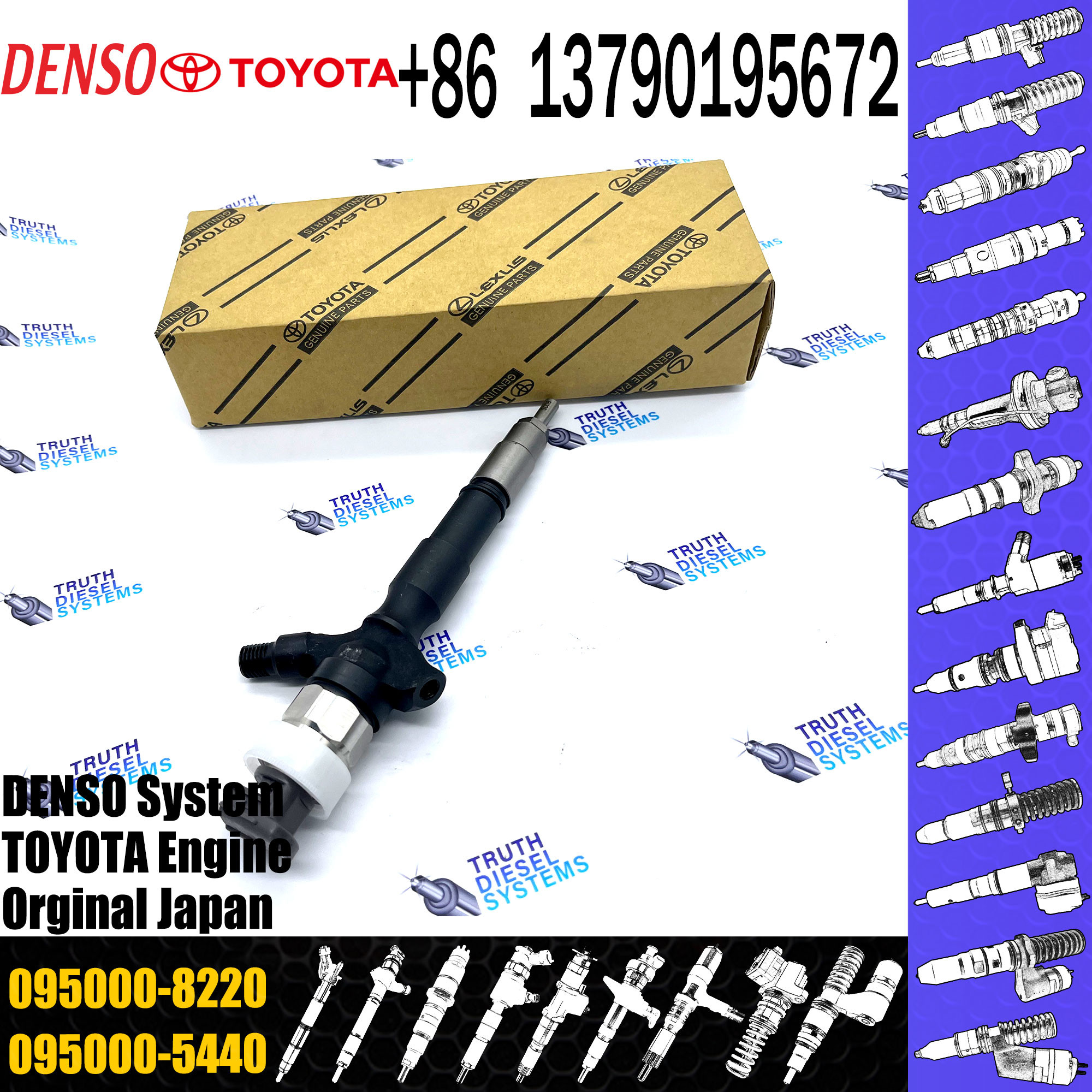 High quality Diesel fuel injector 23670-0L050 23670-09330 fuel injector assy 095000-8220