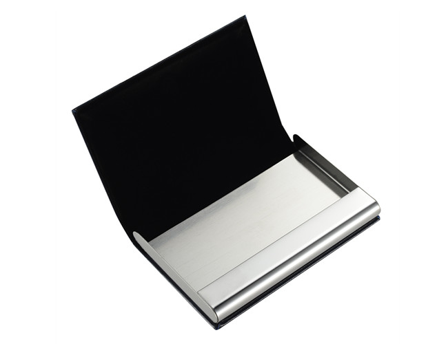 Luxury PU Leather Magnetic Name Card Holder Debossing Logo Metal Card Case Wallet