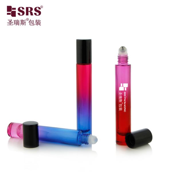 10ml Round Shape Thick Bottom Luxury Empty Custom Gradient Color Glass Oil Bottle Roll On