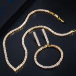 White Gold Color Luxury Bridal CZ Crystal Necklace and Earring Sets Big Wedding