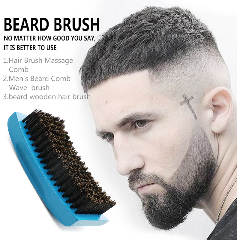 Square 360 Wave Brush Customized Logo Beach Wood Handle Boar Bristle Brush