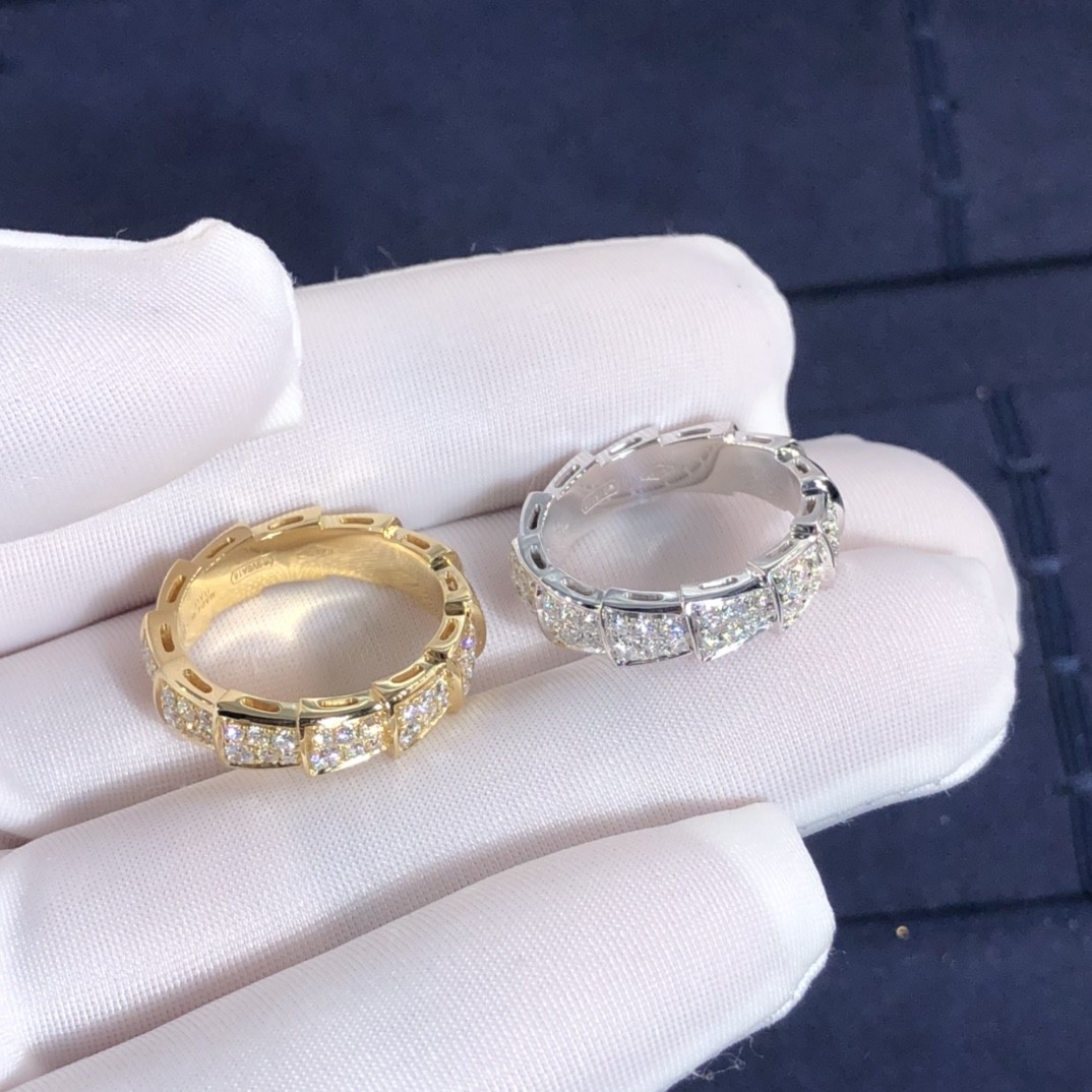 Hot Fine Jewelry High-End High Quality 18k Pure Gold Natural Diamonds Serpenti Viper Ring