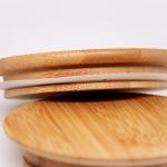 Eco Friendly Reusable Mason Jar Lids Bamboo Wooden Tea Coffee Cup Cover 70 mm