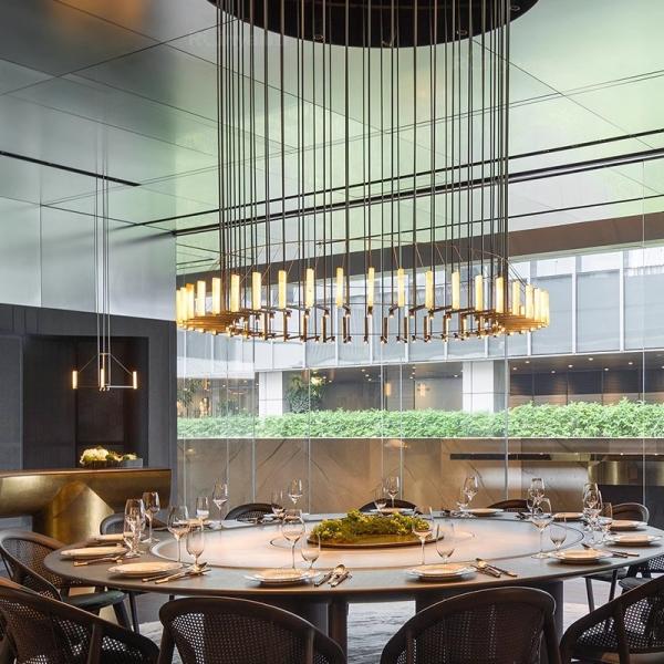 Customized Modern Large Marble Pendant Light Nordic Design Brass Metal Dining