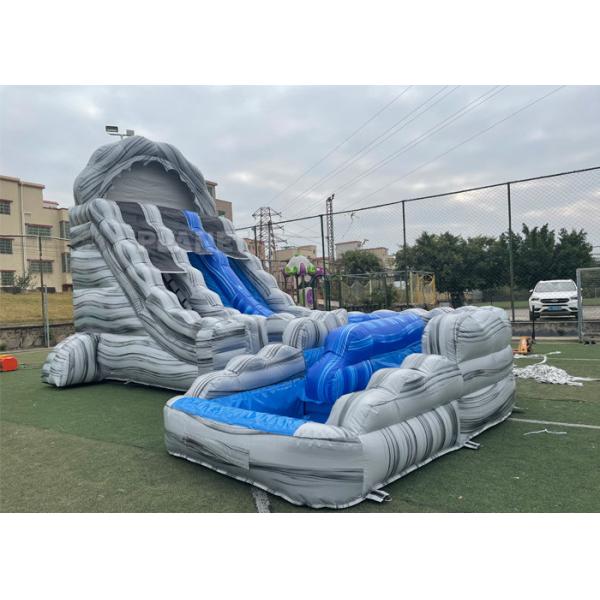 Marble Color 0.55mm PVC Inflatable Water Slide With Pool