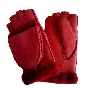 Wholesale High quality touch screen sheepskin curly wool half finger mitten gloves from china suppliers