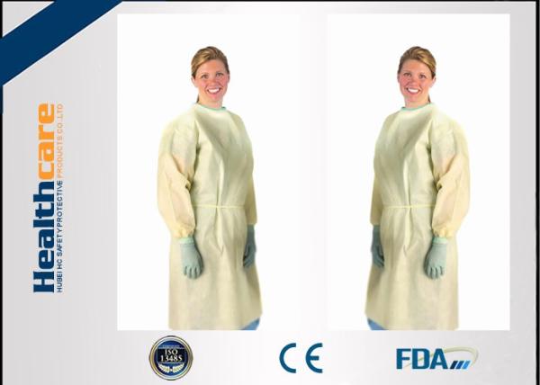 Non Woven Disposable Isolation Gowns 20-60G Protective Wear Blue / Yellow /