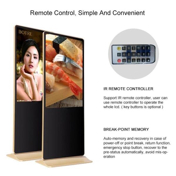 49 Inch Floor Standing LCD Touch Screen Kiosk Titem Support IR Remote Controller For Advertising