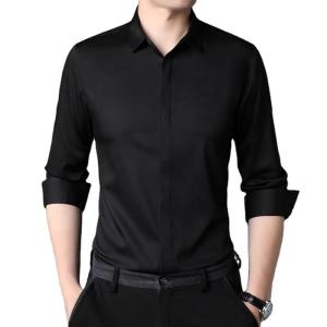 Wholesale Stand Collar Mens Plain Shirts for Adult Leisure in Polyester Viscose Acrylic Classic from china suppliers