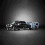 NJSTAR Solar Powered Travel Trailers Pop Up Hard Floor Camper Trailer