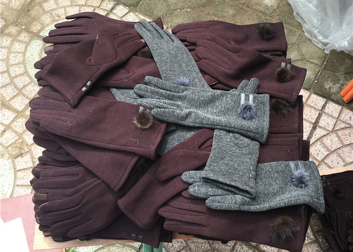 Plush Women Vintage Touch Screen Compatible Gloves 40-60cm For Winter Outdoor