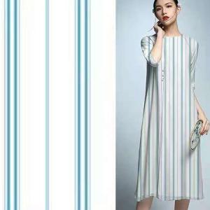 Wholesale 145cm Dress Cupro Viscose Fabric Stripes Flowers Chiffon Printed Fabric from china suppliers