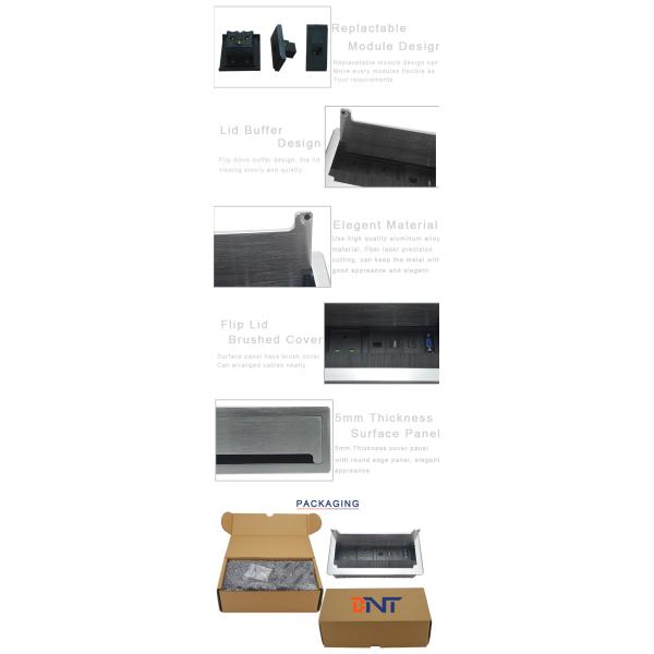 Aluminum alloy strong panel UK power recessed desktop power socket box