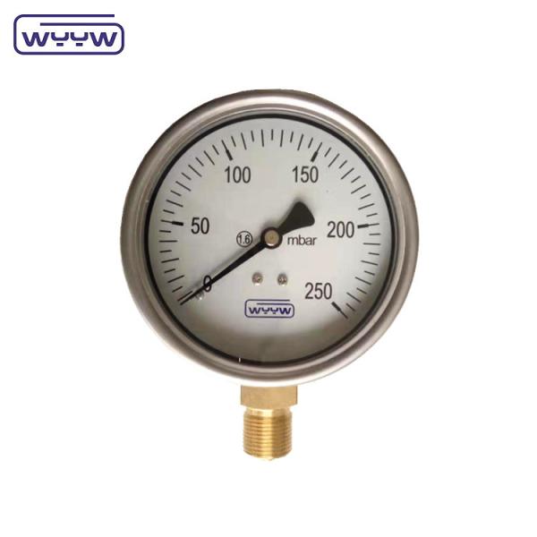 Aluminum Black Pointer Capsule Pressure Gauge Brass Or Stainless Steel Material